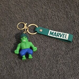 Marvel Accessories Keychain Unisex OS Green Hulk 3D Figure Rubber Wristlet Strap